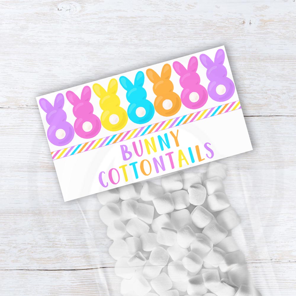 Bunny Cottontails printable treat bag topper for classroom Easter treats and spring celebrations