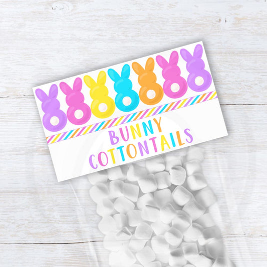 Bunny Cottontails printable treat bag topper for classroom Easter treats and spring celebrations