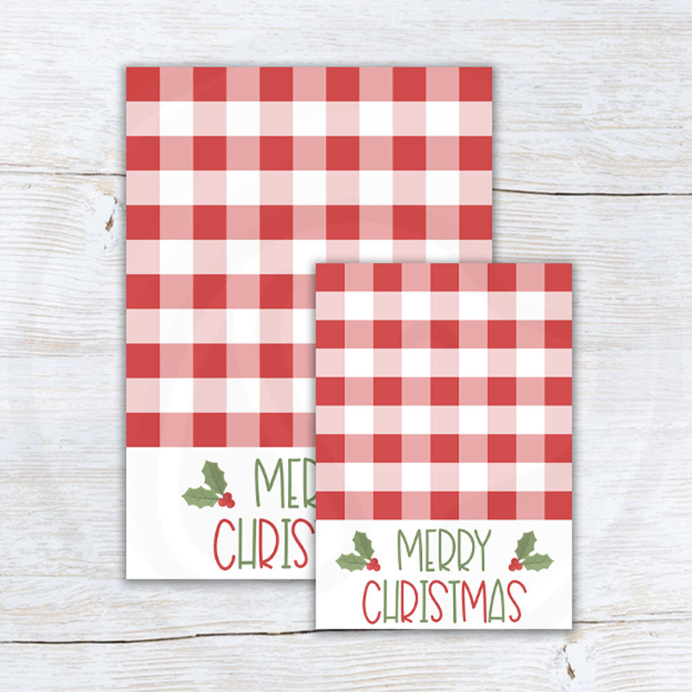 farmhouse Merry Christmas buffalo check mini and large cookie cards.