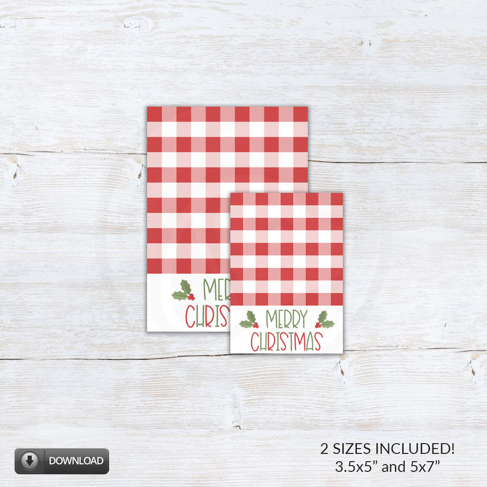 red buffalo check Merry Christmas cookie card backers for Christmas cookie exhange - digital download