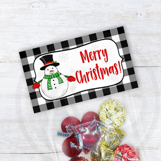 Merry Christmas snowman treat bag topper for cookie or candy bags - snowman soup treat bag toppers- 2 sizes printable download