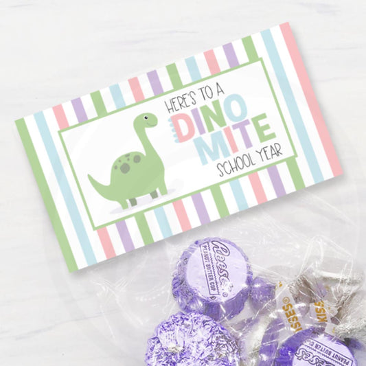 printable dinosaur "dinomite" back to school cookie candy treat bag toppers