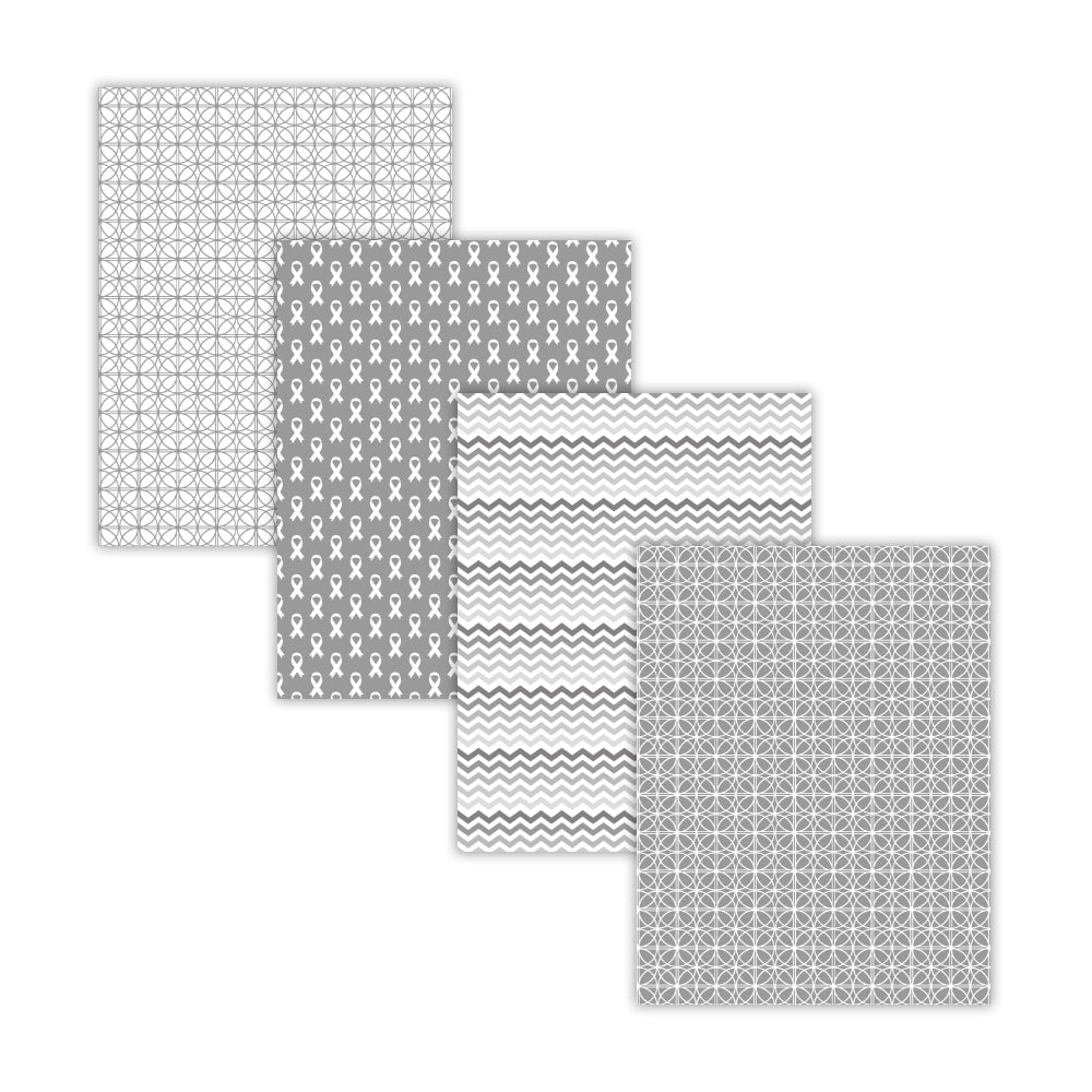 gray cancer awareness digital paper pack with ribbon patterns butterflies chevron stripes and supportive word art backgrounds