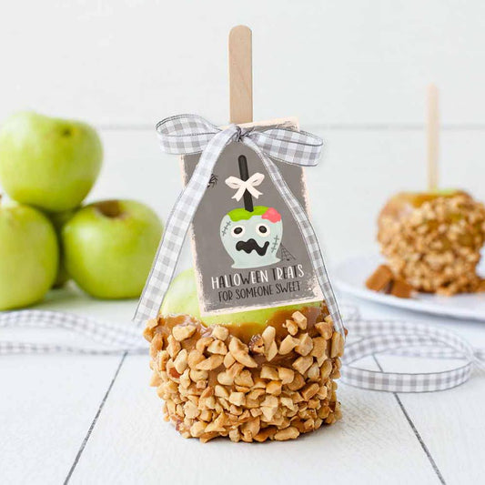 printable halloween candy apple packaging tags - instant download