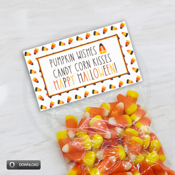 printable cany corn goody bag toppers, candy corn cookie bag topper