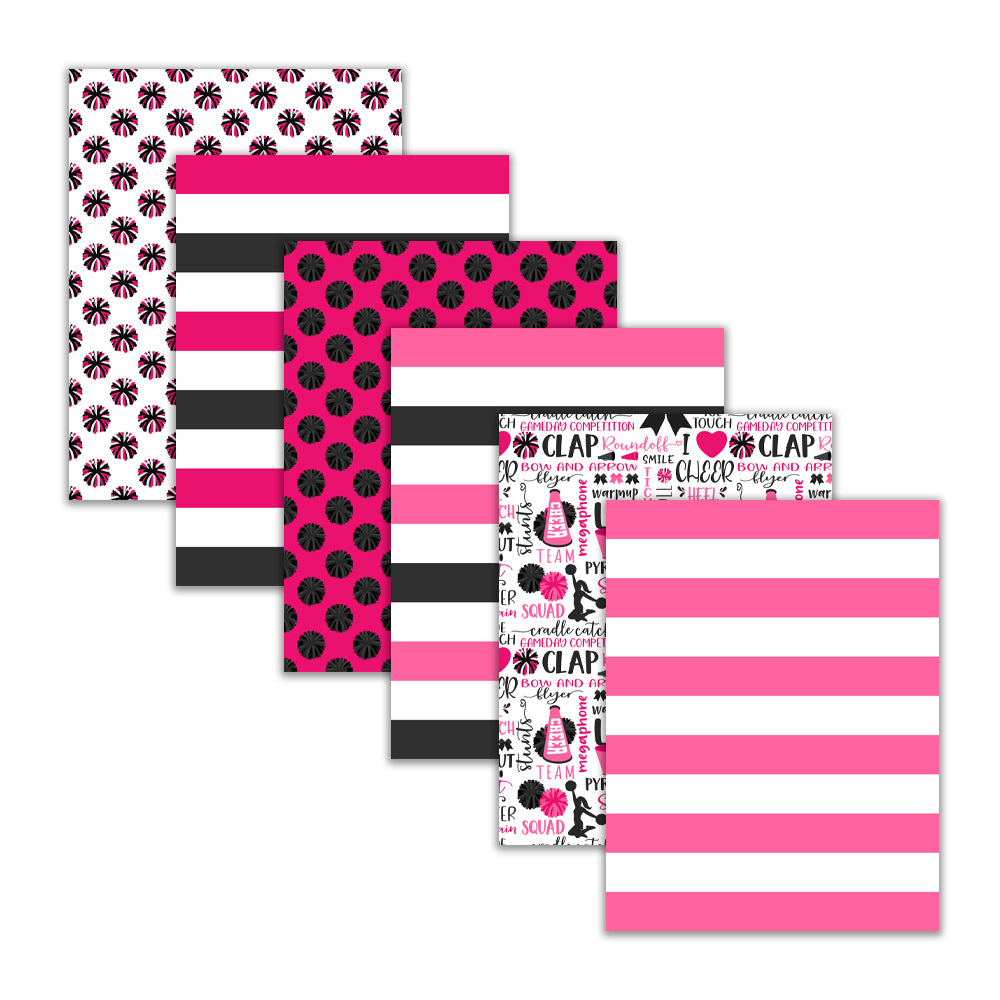 Printable Pink Black Cheerleader Digital Paper Pack