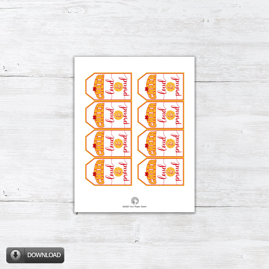 cheer loud and proud gift tags