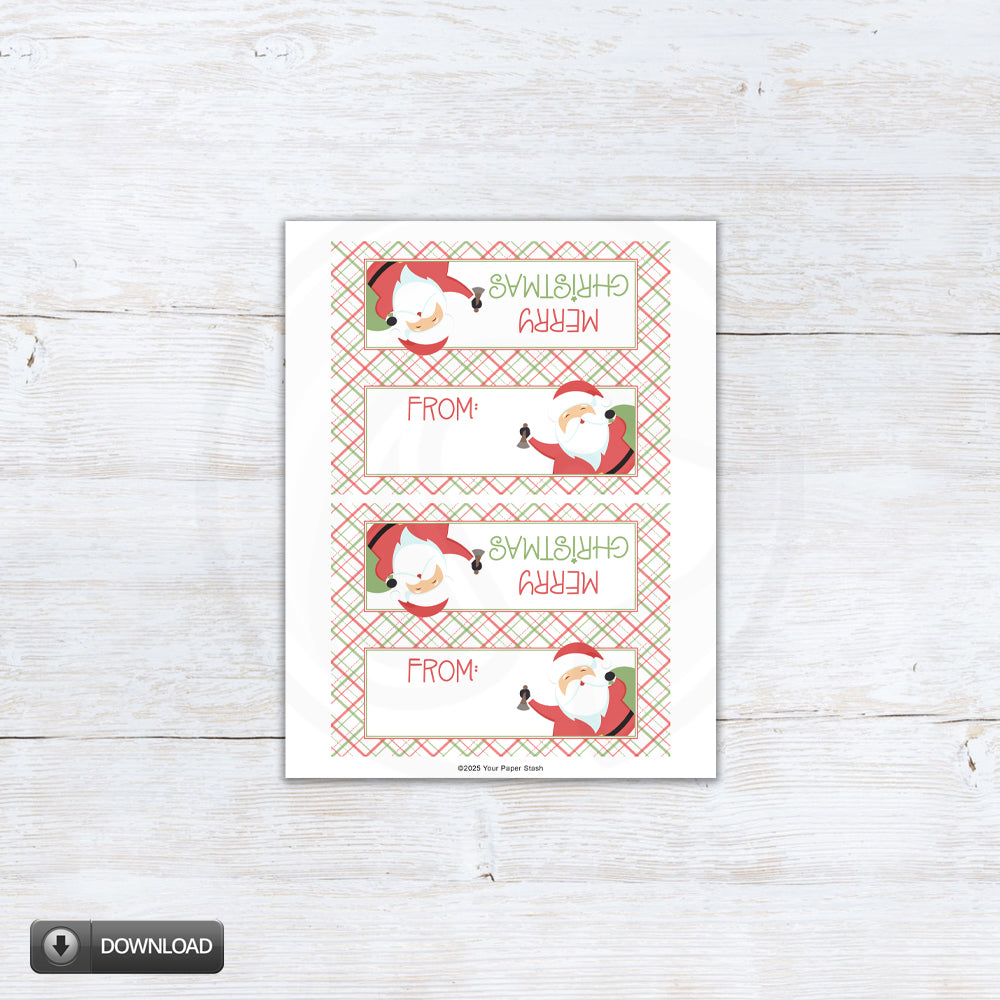 Christmas Printable Treat Bag Toppers With Santa