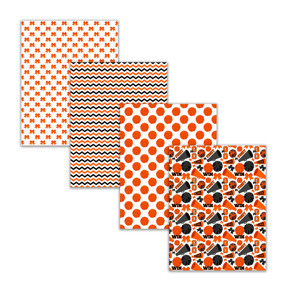 Printable Orange Black Cheerleader Digital Paper Pack