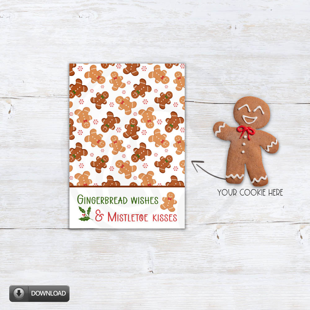 printable Gingerbread Christmas mini and large cookie card backers