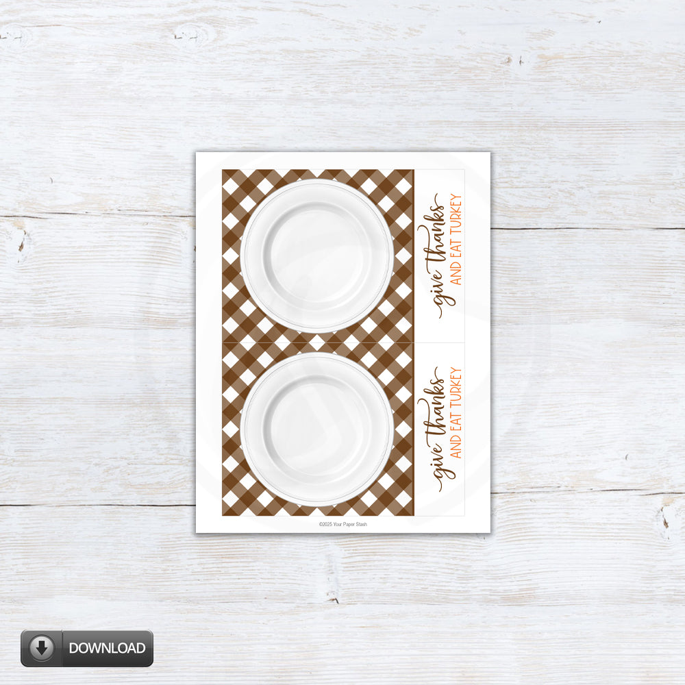 Give Thanks Eat Turkey Printable Cookie Card