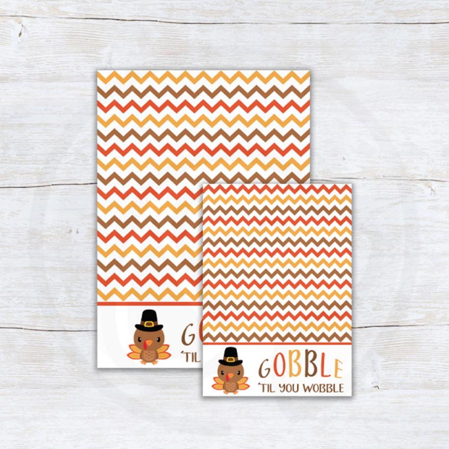 printable thanksgiving mini cookie card backers - gobble til you wobble