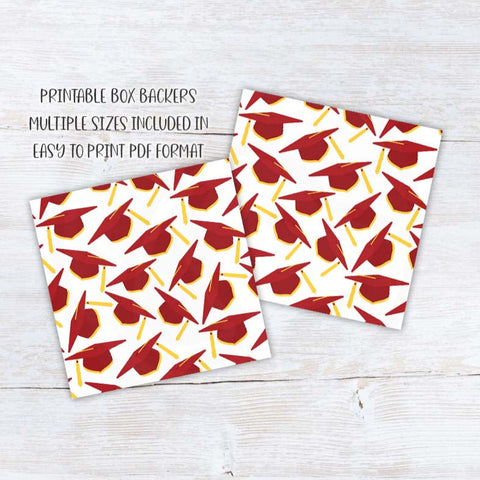 red yellow graduation printable cookie gift box backer tags