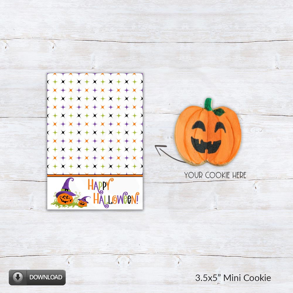 Happy Halloween Printable Mini Cookie Card, 3.5x5