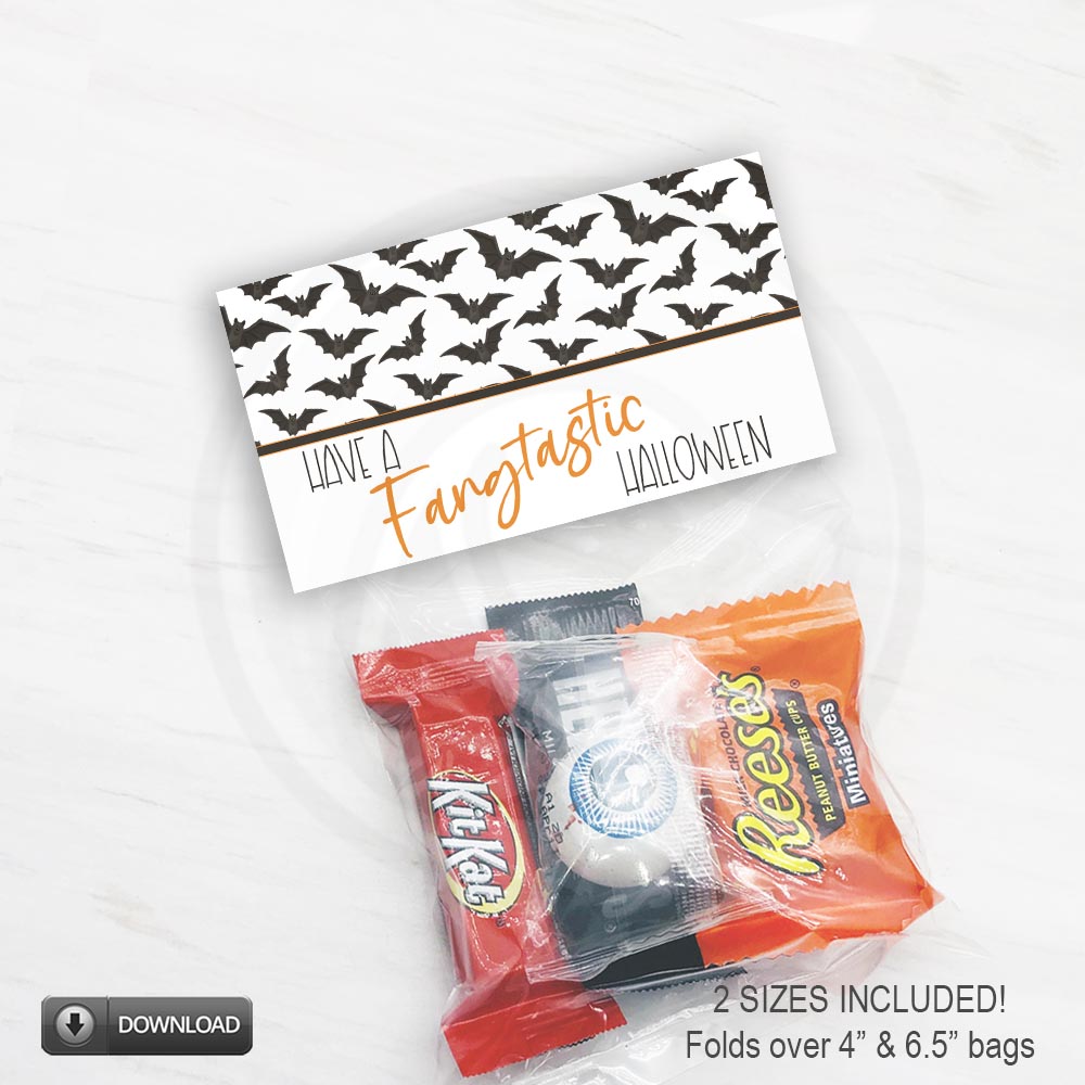 Printable Halloween Fangtastic Bat Treat Bag Toppers