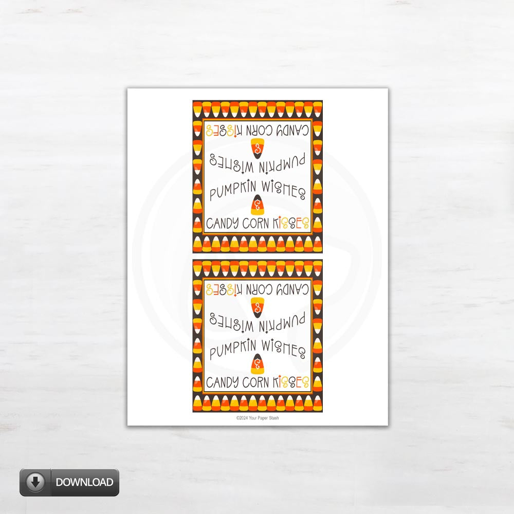 printable candy corn bag toppers - instant download