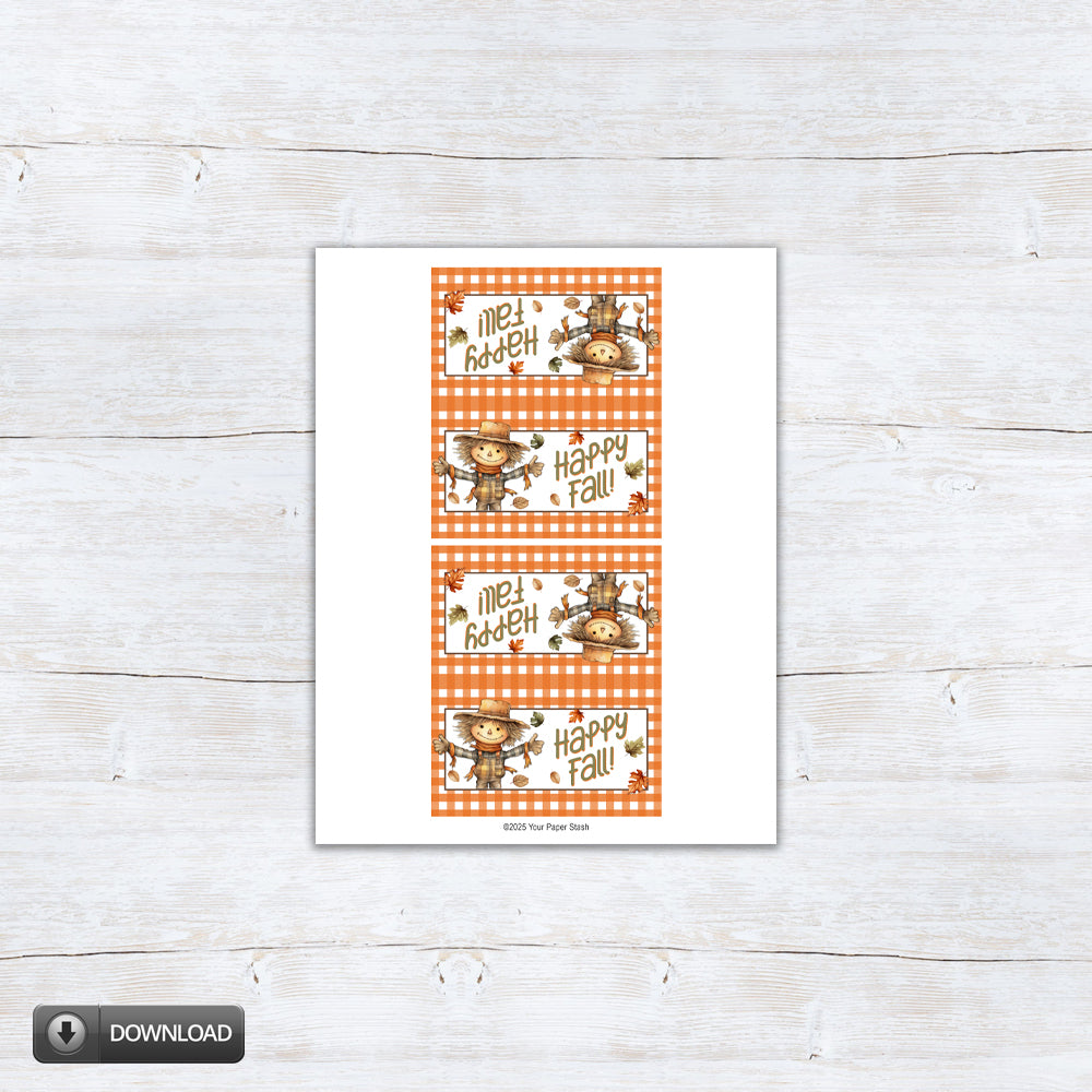 printable halloween scarecrow treat bag topper