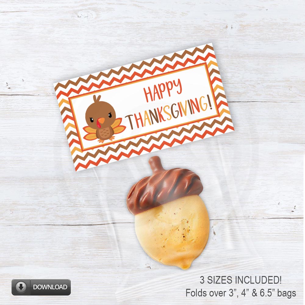 printable happy thanksgiving treat candy and goody bag toppers for holiday parties