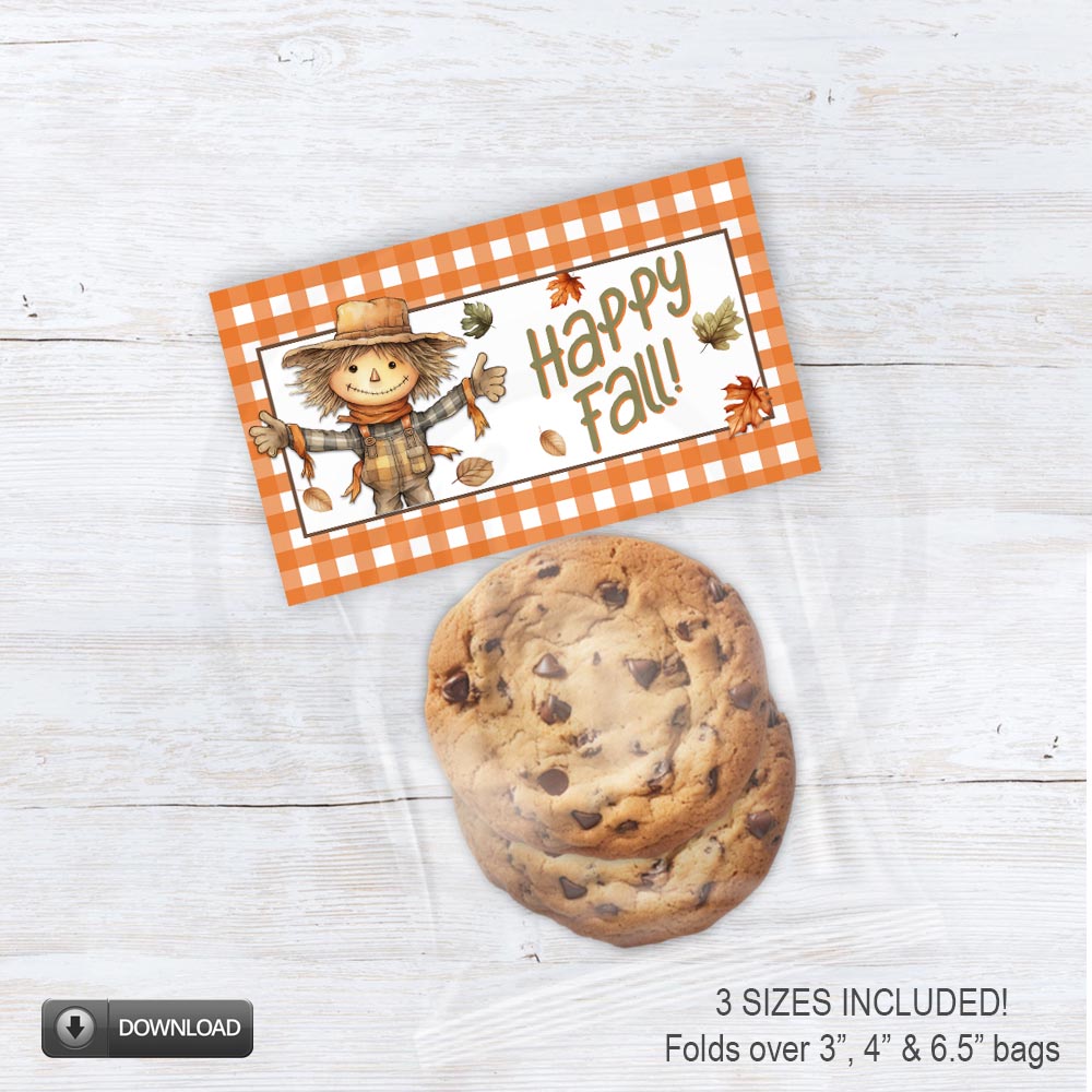 Happy Fall Scarecrow Printable Treat Bag Toppers