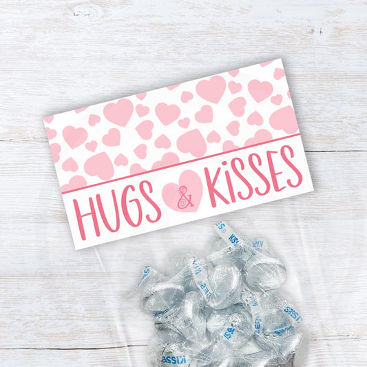 valentine's day bag topper hugs and kisses with pink hearts