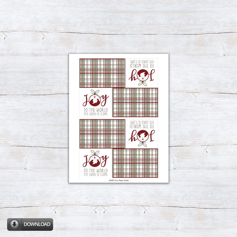 Plaid Christmas Joy cookie bag toppers