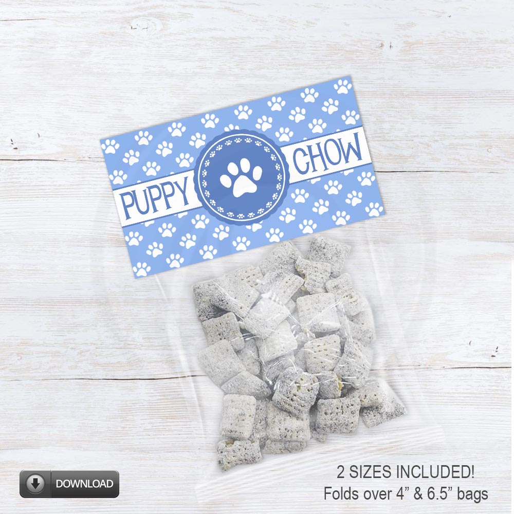 puppy paw print treat bag toppers 