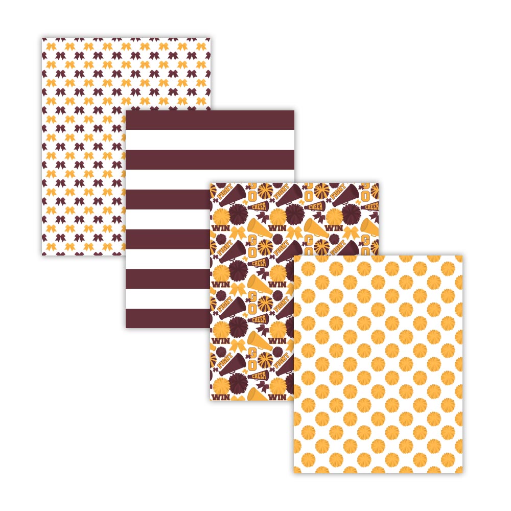 Printable Maroon and Gold Cheerleader Digital Papers and Backgrounds