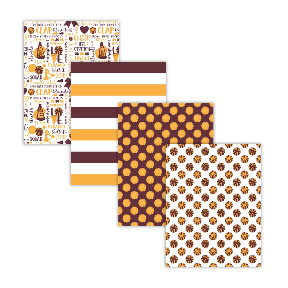 Printable Maroon and Gold Cheerleader Digital Papers and Backgrounds