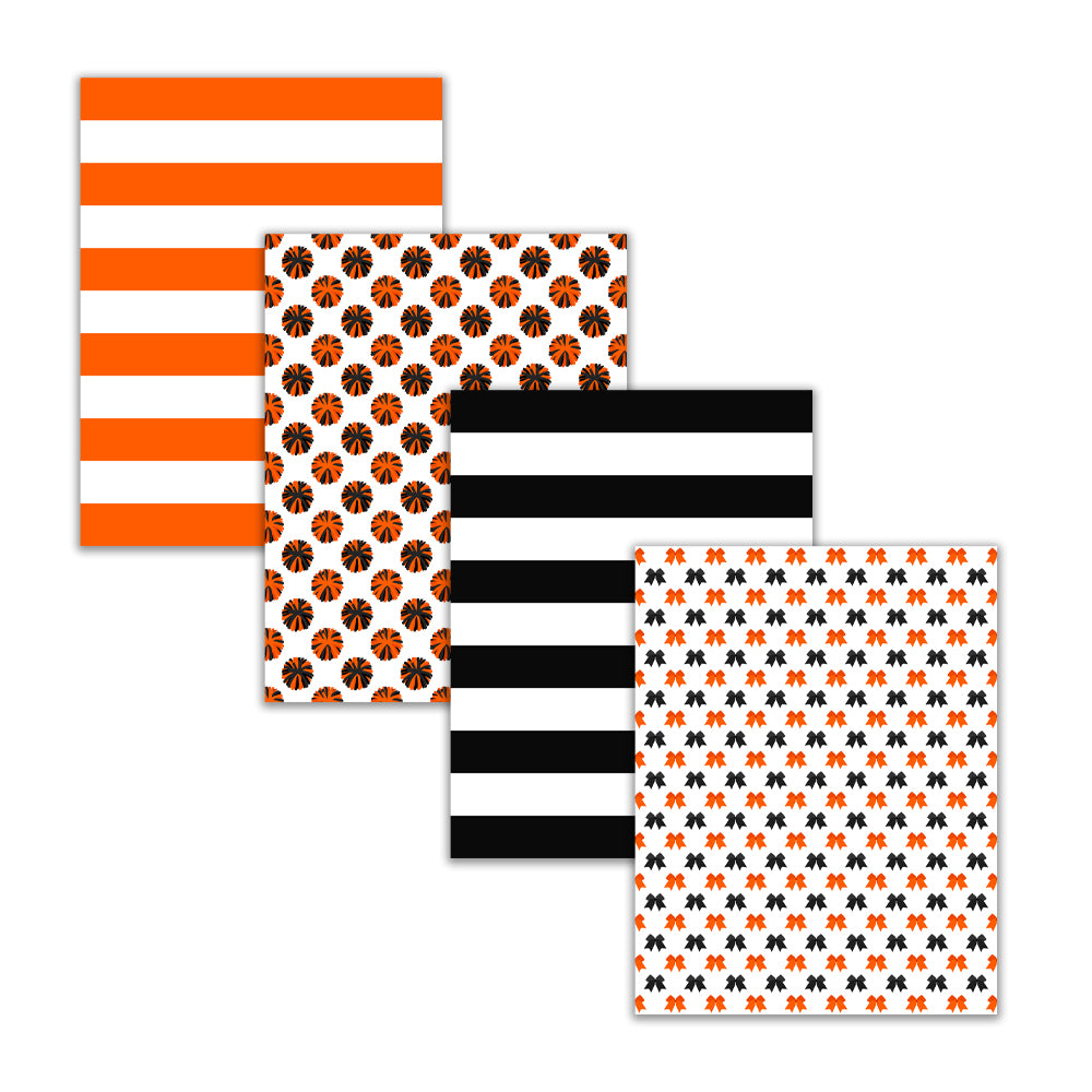 Printable Orange Black Cheerleader Digital Paper Pack