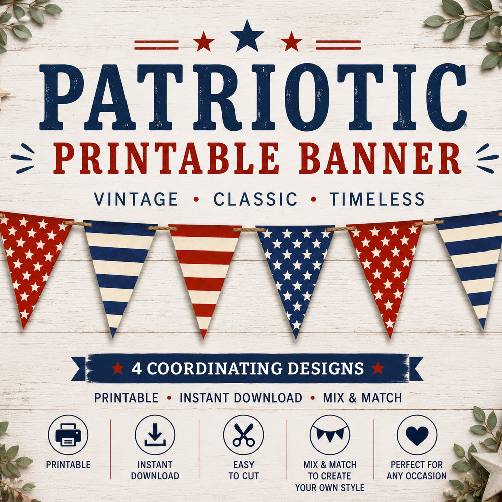Patriotic Party Bundle Printable - America 250 Party Decorations