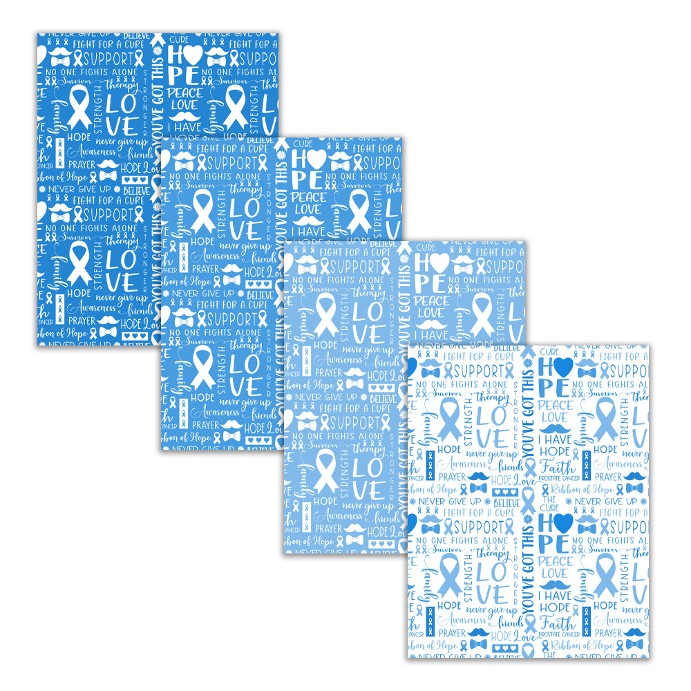 Blue ribbon prostate cancer awareness digital paper backgrounds with inspirational words and pattern designs