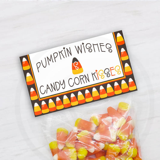 printable candy corn treat bag toppers - pumpkin wishes and candy corn kisses 