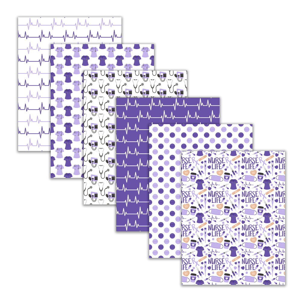 Printable Purple Scrub Life Nurse Digital papers