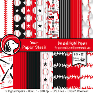 printable baseball digital papers, baseball background graphics