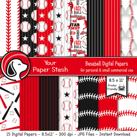 printable baseball digital papers, baseball background graphics