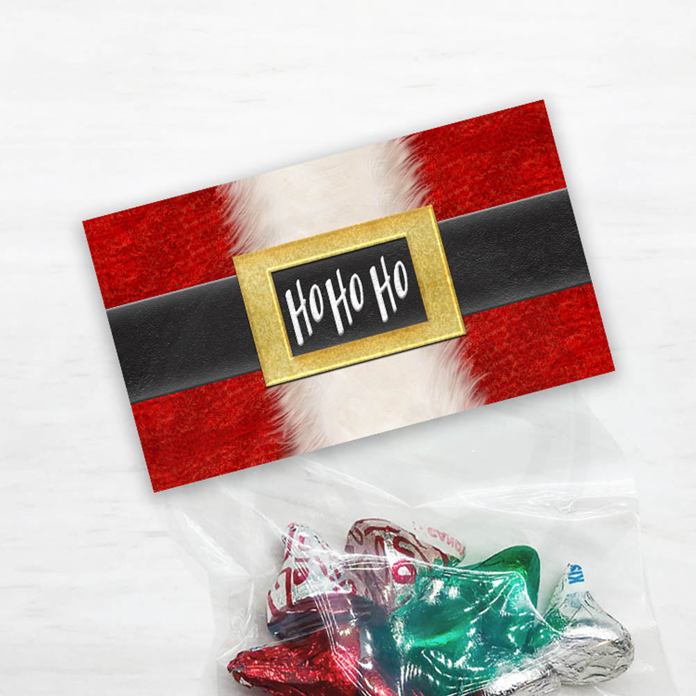 Christmas candy and goody bag toppers that look like a Santa suit