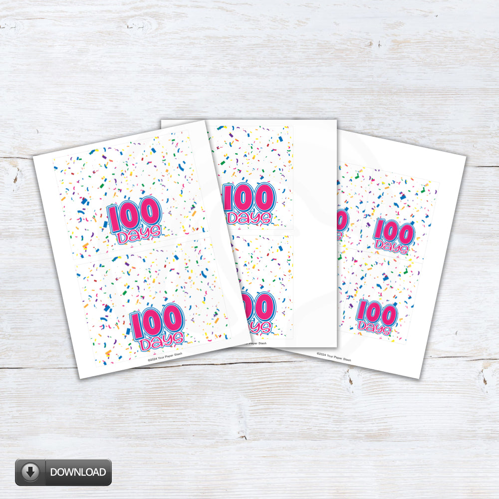 happy 100 days of school printable bag toppers
