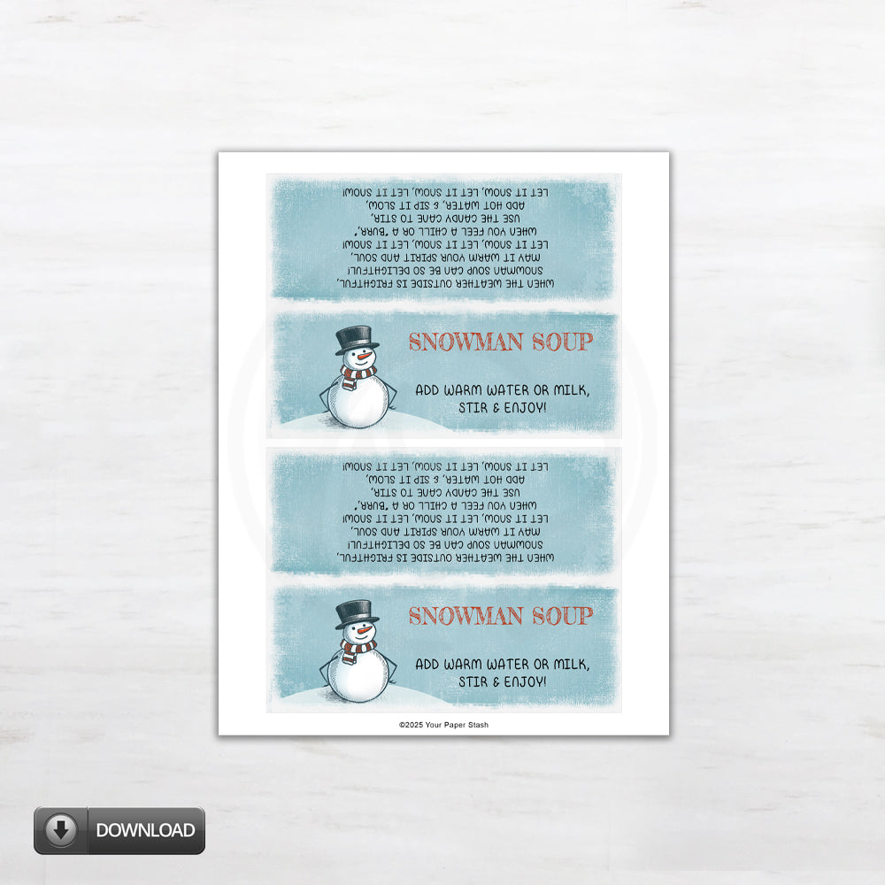 snowman birthday party favor bag toppers