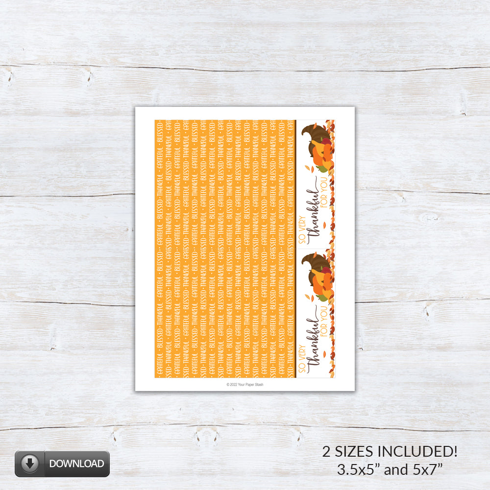 Thankful Grateful Blessed Thanksgiving Printable Cookie Card Backers