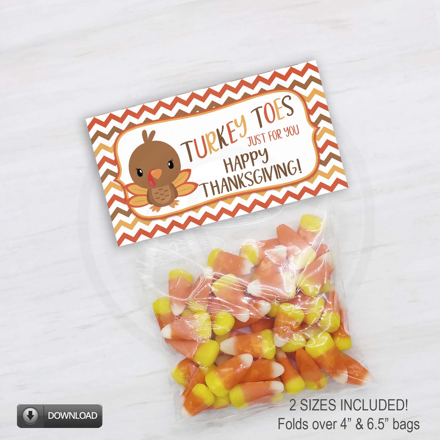 printable "turkey toes" treat bag toppers for classroom parties