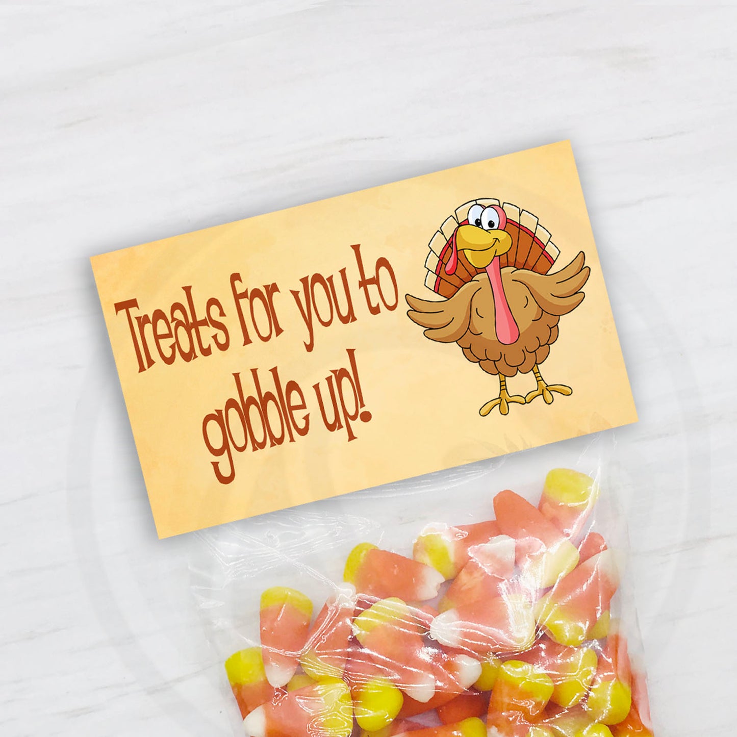 printable Thanksgiving turkey treat bag toppers with turkey illustration