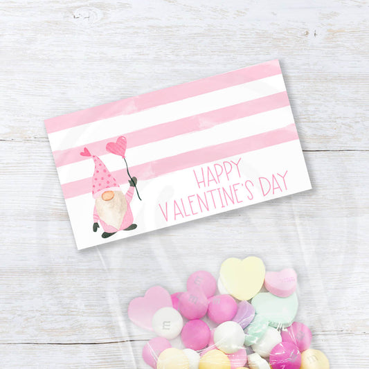 valentines day gnome printable treat candy and cookie bag toppers