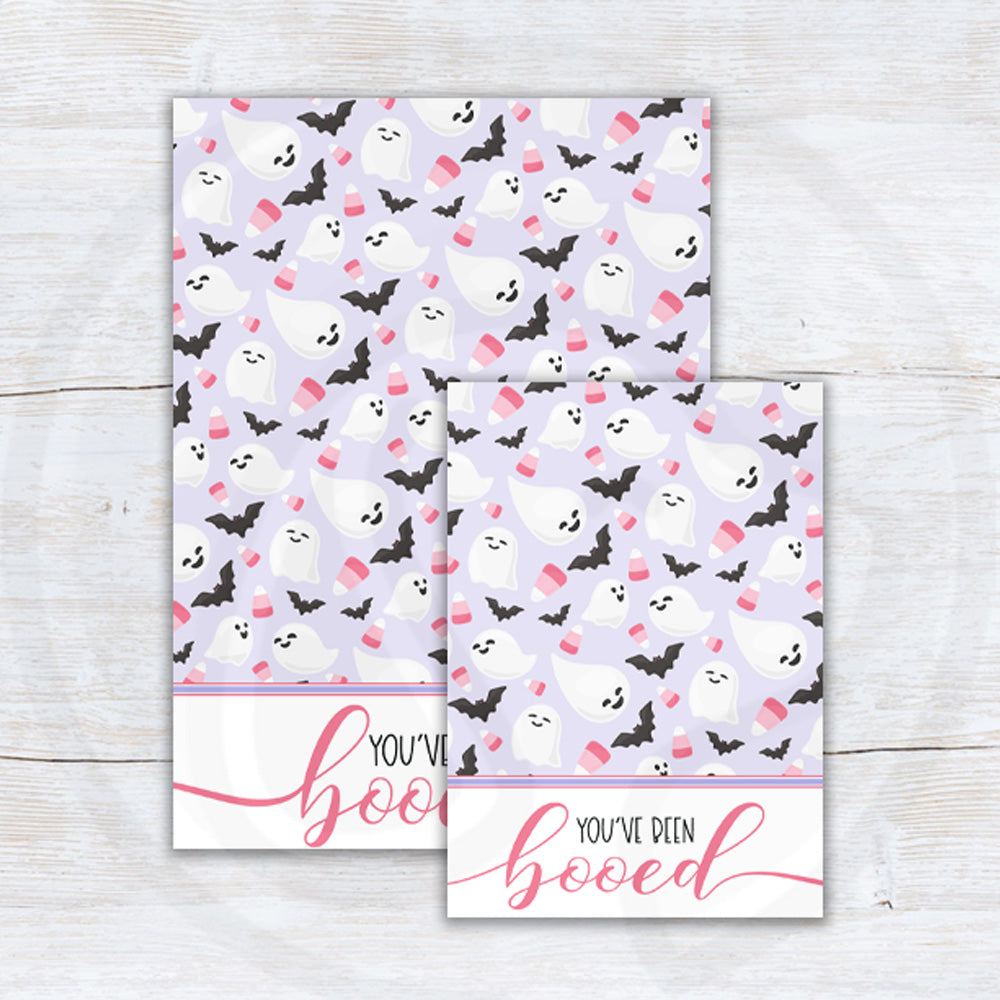 halloween you've been booed mini cookie card backers pink lavender ghost