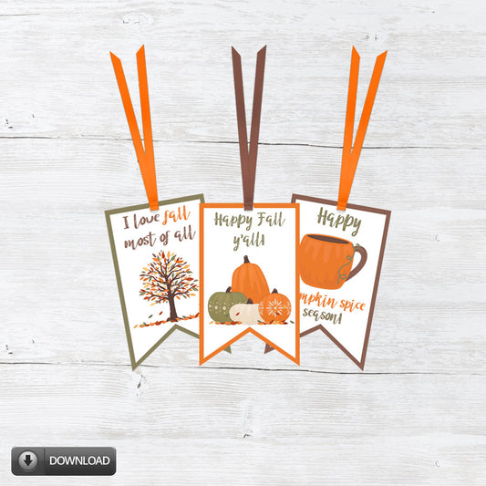 printable fall gift tags, happy fall gift tags, printable download