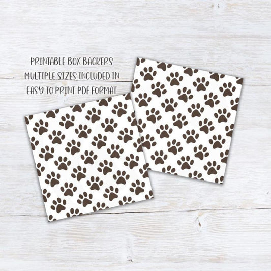 printable puppy party paw print cookie gift box backers in multiple sizes - instant download