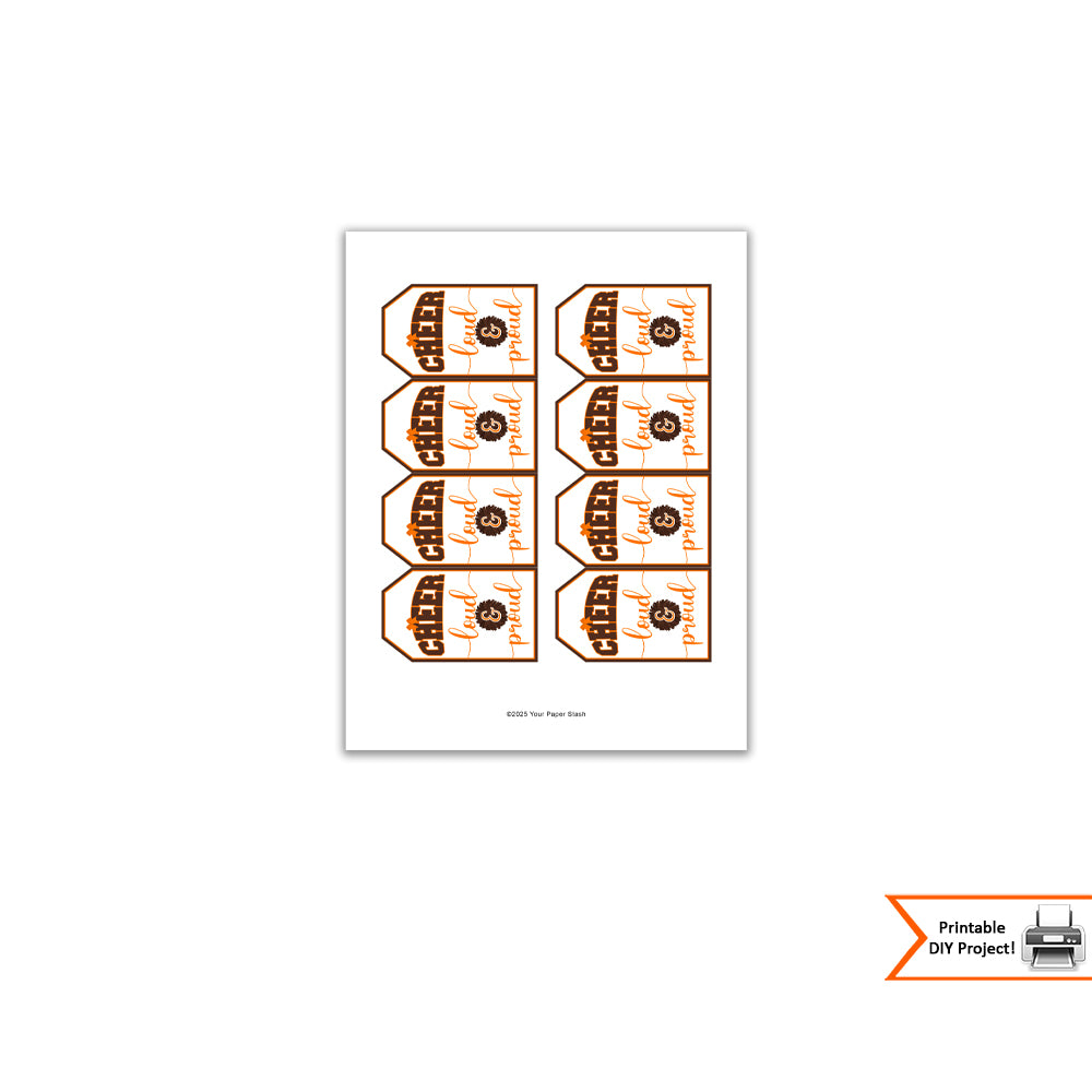 cheer loud and proud gift tags instant download