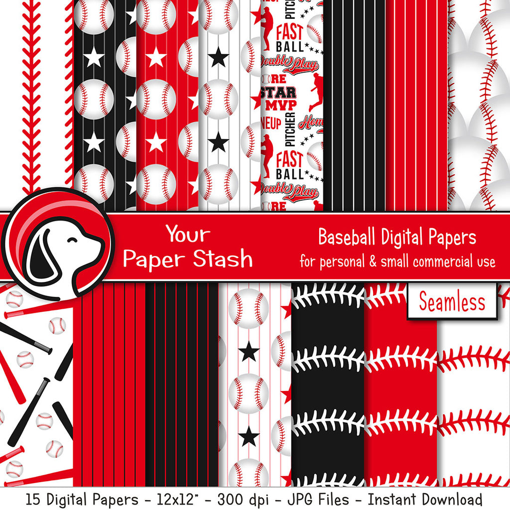 Baseball Seamless Digital Scrapbook Papers – Your Paper Stash