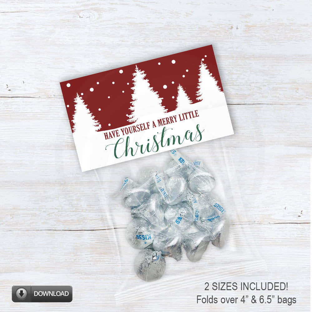 Merry Christmas party favor bag toppers - printable - 2 sizes - instant download