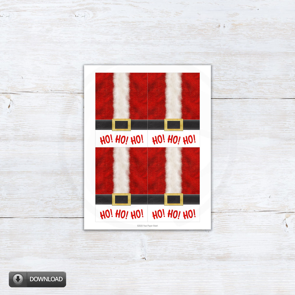 Santa Suit Ho Ho Ho Christmas Cookie Card and Wish List Note Cards Printable