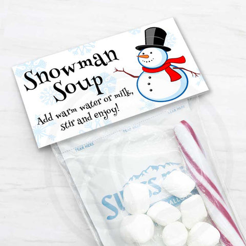 Snowman Soup Bag Toppers For Christmas & Winter Parties